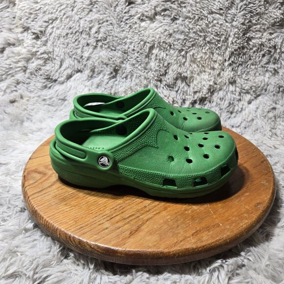 Crocs Classic Clogs Womens Size 6.5 Mens Size 4.5  Green Ivy Elf Trim Rubber - Picture 3 of 7